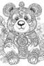 Placeholder: Outline art for coloring page, HIPPIE TEDDY BEAR, coloring page, white background, Sketch style, only use outline, clean line art, white background, no shadows, no shading, no color, clear