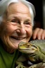 Placeholder: woman of early retirement age with a lizards smile