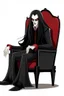 Placeholder: vampiro seduto su una poltrona con capelli lunghi stile realistico