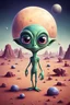 Placeholder: silly cartoon alien on strange planet