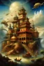 Placeholder: in the style of Boris Vallejo art: an asian castle