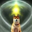 Placeholder: third eye ascension shiba inu doge with heaven glowing aura Q anon far away galaxy