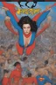 Placeholder: 20-year-old girl, extremely muscular, short, buzz-cut, pitch black hair, Paul Stanley/Elvis Presley/Keanu Reeves/Pierce Brosnan/Jon Bernthal/Sean Bean/Dolph Lundgren/Patrick Swayze/ hybrid, as the extremely muscular Superhero "SUPERSONIC" in an original patriotic red, white and blue, "Supersonic" suit with an America Flag Cape,