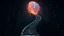 Placeholder: Stairs between heaven and hell, a big vertical spiral staircase made of indefinable material, the end of which cannot be seen, connecting the hellish dark depths with the endless dark blue universe, higg detailed, surreal, dark vibe, cinematic