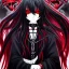 Placeholder: portrait anime vampire, long hair, red eyes, noble black robe, Blood, Gothic, skulls, hyper detailed, intricately detailed, looking at viewer, arms behind back pose, gothic, skulls, ambiguous lines image, flat dimensional style, flat lines, rough drawing --ar 2:3