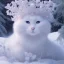 Placeholder: smooth hyper realistic, beautiful Japanese snow flower in crown, pale colors, dark cosmos background, cat еye, extremely sharp detail, finely tuned detail, ultra high definition, 8 k, unreal engine 5, ultra sharp focus, accurate sword wings, positive smile, lot of details, fit within portrait, Ambiance winter, perfect composition, perfect hair, perfect hands, finger up gestures