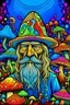 Placeholder: Hermit man colorful, psychedelic, mushrooms background