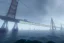 Placeholder: oakland boat port in california, urban , slums , view of port from the sea, bridge in background , fog , realistic, unity, scriptable render pipeline , cinematic lighting.