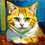 Placeholder: Portrait of a cat by Van Gogh