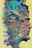 Placeholder: "Chaos Is Our Mental State"; Side Profile Of A Human Head Full Of A Chaotic Whirlwind Of Faces, Symbols, Words, And Products; Pop Art; Surrealism; Salvador Dali, Alex Pardee, Insanely Detailed; Intricate; Award-Winning; Bright Pastels