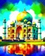 Placeholder: Taj Mahal, in watercolor and oil painting style