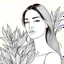 Placeholder: Beauty women lily, line art, aesthetic, realistic