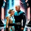 Placeholder: a bold and heroic bald male Corellian pilot in black and metallic grey First Order special forces gear meets a female Jedi Master in ancient, mystical temple, hyperdetailed, dynamic lighting, hyperdetailed background, 8k resolution, volumetric lighting, light skin, fully symmetric details