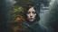 Placeholder: portrait of a woman, double exposure, fate, soul, karma, mysticism, another reality, magic, fantasy, sadness, forest, cuckoo, fog, clouds, high resolution, colors, rain, photorealism, detail, fine drawing, high resolution, 64K, photorealism , precise focus,