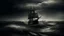 Placeholder: Capture the essence of stormy seas in a visually striking composition. Develop an artwork with the silhouette of a sailing ship navigating tumultuous waves under a brooding sky. Embrace modern minimalism with clean lines and subtle detailing to convey the power and drama of the open sea. Cleverly utilize negative space to complete the piece