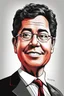 Placeholder: Ilustración estilo caricatura de Gustavo Petro presidente de Colombia, colores contrastantes, rojo, negro y blanco