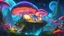 Placeholder: "A whimsical, colorful world with floating islands connected by a web of glowing mushroom roots, oversized mushrooms, fantastical creatures, vibrant colors, soft shading, in the style of Studio Ghibli, 8k, highly detailed."