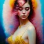 Placeholder: iv_a painting of a young woman, figurative art, an acrylic detailed painting,art style by Harumi Hironaka, turquoise pink and yellow, james terrell art, trending on artstation, soft lines,intricate art by bastien lecouffe deharme and greg rutkowski
