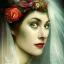 Placeholder: home-made paper collage of beautiful bride's face, jigsaw, fine detail, highly intricate, wearing bridal veil, modern surrealism painting, high-quality, volumetric lighting, 8k, ultrahd, George Grie, Marco Escobedo, Igor Morski