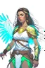 Placeholder: female aasimar barbarian half body shot dnd character