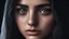 Placeholder: Hyper Realistic closeup-face-view of a Sad-Young-Beautiful-Pashto-Woman-with-beautiful-eyes-with-tears-&-long-black-hair at dark night