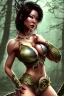 Placeholder: asian milf, bodybuilding, brunett short hair, warrior princess, forest, nacht, große oberweite, corsage, necklace, fantasy art