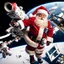 Placeholder: Santa Claus delivering presents to the International Space Station