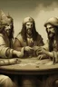 Placeholder: Jesus and some pirates friends smoking and playing cards, davinci.