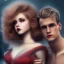 Placeholder: Aaron Carter with sexy Clara Bow, stormy seas, two people, Aaron Carter, romance, romantic, water, swimming, DAZ3D, by Michael Turner, soft lips, cinematic lighting, studio lighting, shine, 4K, fantastic view, girls at beach with her.