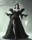 Placeholder: old evil queen in black leather gown, femme fatale, volouptous, busty, cleavage, angry, emperious, 8k resolution concept art portrait by Greg Rutkowski,