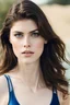 Placeholder: half body shot of Alexandra Daddario in swimsuit