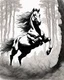 Placeholder: A centaur majestically galloping through the dense forest in the style of gustav dore, fantastical landscape, soft strokes , mythology portrait, classic painting