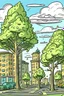 Placeholder: city trees old cartoon