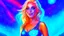 Placeholder: Full body portrait of a peaceful ((smiling)) gorgeous blonde Goddess of the galaxies with a blue indigo purple skin, high skul, luminous eyes in a galactic sunset