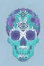 Placeholder: sugar skull purple and teal day of dead decal. white background.