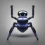 Placeholder: robot gadget spider, silver and blue