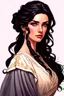 Placeholder: lady, greek nose, literally black hair, long hair, dark eyes, beautiful, realistic, aristocrat, 30 years old, sporting