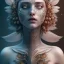 Placeholder: karlan, plant metal, feathers, Dryad, fae, sidhe, ominous, nature, plants, wildflower background, face tattoo, dnd character portrait, intricate, oil on canvas, masterpiece, expert, insanely detailed, 4k resolution, cute big circular reflective eyes, cinematic smooth, intricate detail , soft smooth lighting, soft pastel colors, painted Renaissance style