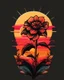 Placeholder: retro sunset flower for T-Shirt design