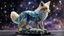 Placeholder: intricate transparent glass interstellar nebula fox statue made of galaxies, flora and fauna, hyper realistic, ultra detailed, elegant, beautiful, 1 tail