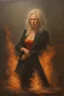 Placeholder: Portrait of Amandell Sharskianutch - oil painting by Zag Schiskers - fire, fog, mist, smoke