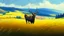 Placeholder: rolling hills of canola fields, elk in foreground, digital painting