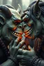 Placeholder: hi poly Mud luxury smiling psychic orcs kissing