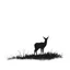 Placeholder: deer silhouette, black on white, vector