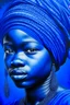 Placeholder: A hyped realistic blue ball point pen drawing of an African woman