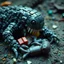 Placeholder: haunting composition of a Lego made protozoan monster come to life laying down while her lego brood suckle for nourishment, uncanny, photography, faded colors, background is a creepy purgatoral legoland,