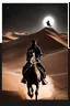 Placeholder: Photography Mistery of Black Ghost Man Arabian,driving on Black Horse,Walking alonely on desert darkness night background