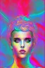 Placeholder: Danish singer MØ face, Abstract Expressionism, neon tones,