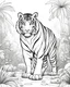 Placeholder: b/w outline art for kids coloring book page Animal-themed, coloring pages, hd Tiger in it's Habitat, full white, adults style, white background, whole body, Sketch style, full body (((((white background))))), only use outline., cartoon style, line art, coloring book, clean line art, Sketch style, line-art