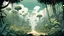 Placeholder: comic style, a wide shot, a jungle, surreal, at day